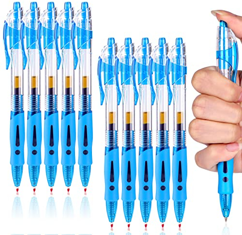 Weysoo 10 Stück Kugelschreiber, Glatt Gel Pens, Gelstifte Set, Einziehbare Gelschreiber, Schnell Trocknende Gel Kugelschreiber, Gelroller für Schreiben, Journaling, Schule, Geschäft (0.5mm,Blau)