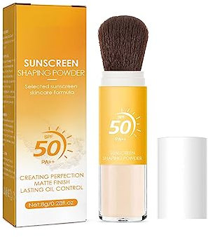 Protezione solare minerale in polvere, ricaricabile ad ampio spettro SPF 50, sicura per la pelle sensibile, protezione dall'inquinamento del viso e dalla luce blu, adatta alla pelle sensibile (1 Pcs)
