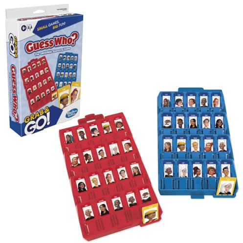 Hasbro Gaming Guess Who? Grab and Go Spiel, Reisespiele für Kinder, tragbares 2-Spieler-Spiel, Kinder-Outdoor-Spielzeug, ab 6 Jahren