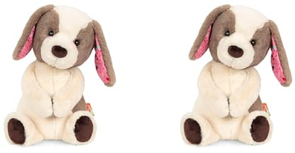 B. toys Kuscheltier Hund – Superweich mit Langen Ohren – Plüschtier Welpe braun weiß, Baby und Kinder Spielzeug für Mädchen und Jungen ab 0 Monate (Packung mit 2)