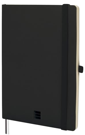 Finocam - Notizbuch Nexo Flexibler Einband Dotted-Gepunktet Schwarz | Notizbuch DIN A5 mit perforierten Blättern | Innentasche und Stifthalter | 72 Seiten, Ideal als Bullet Journal