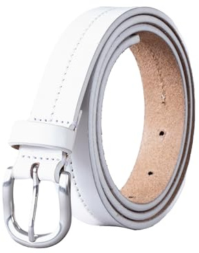 Kendal Leather Belt (White, Medium)