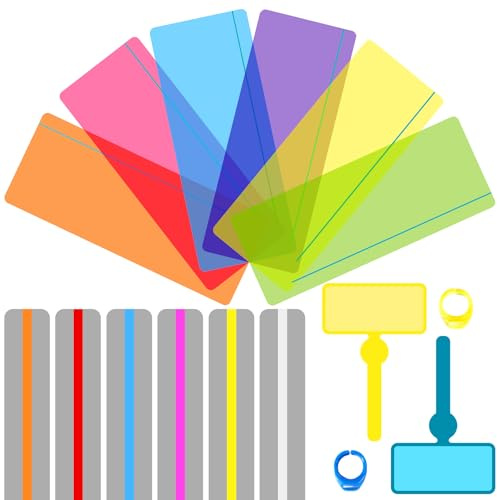 Ysimple Set di 16 Strisce di Lettura Guidate, Righello Colorato con Tracker per Dita, Righello di Sovrapposizione per Dislessia, Supporto di Lettura per Bambini, Supporto di Lettura per Dislessia, per