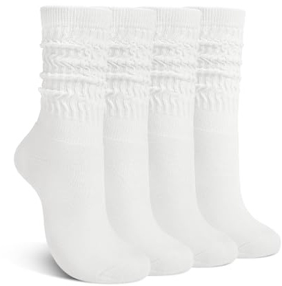 Tialfas 4 Pairs Winter Warm Slouch Socks for Women, Cotton Calf Slouchy Thick Thermal Crew Knit Sock for Ladies Womens Gifts