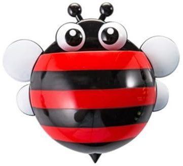 HOUDERCO 4Pcs Cartoon Honeybee Wall Mount Toothbrush Holder Suction Cup Pen Container for Bathroom Organizer for Boys for Toothpaste Travel Essentials