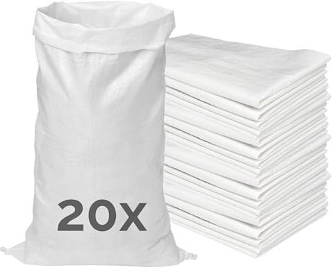 Garronda Buste da Imballaggio in Plastica PP Sacchi in Polipropilene 105x65 cm Set 20 Pezzi Portata 50 kg per Cereali Farina Mangimi Prodotti Sfusi Bianco GD-0161