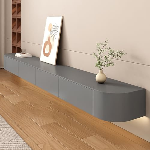 Modern Floating TV Stand, 120-180cm Wall Unit with Drawers, Stylish Wall-Mounted Storage Cabinet, Space-Saving Lowboard for Living Room, Contemporary Home Entertainment Solution (D 140CM)