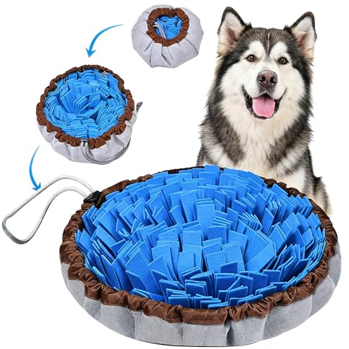 Snuffle Mat for Dogs, Pet Slow Feeding Mat, Encourages Natural Foraging Skills and Stress Release, Interactive Dog Feeding Game & Smell Training Toy for Large, Medium & Small Dogs, 48×48cm