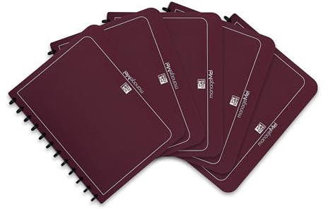 Oxford Ring-Mappe A4, manageMe, Präsentations-Buch mit 25 Hüllen, Vario-Zipp, Austausch- und erweiterbar, bordeaux, 5 Stück
