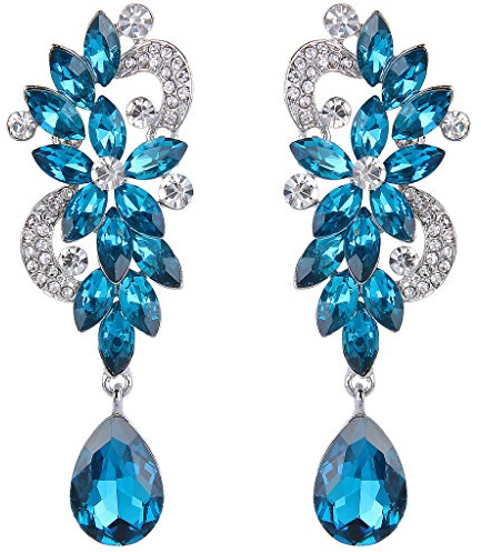 Pendientes de Mujer - Clearine Aretes en Forma de Floral Lágrimas, Estilo Elegante Precioso Cristales para Boda Novia Fiesta