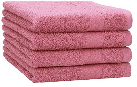 Betz 4 Stück Handtücher Premium 100% Baumwolle 4 Handtücher Farbe Altrosa