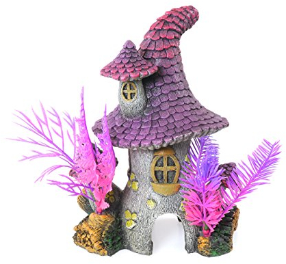 Rosewood Blue Ribbon 911791 Koboldhaus mit Violettem Dach Als Aquarium und Aquaristik-Ornament