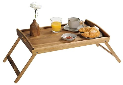 Serviertablett 55x35x24 mit Füßen Akazienholz