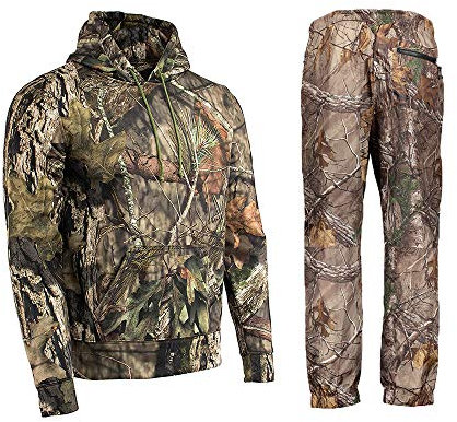 Mens Jungle Print Tracksuit Full Set Trouser pullover Hoodie Camouflage Tree Combat (XL)