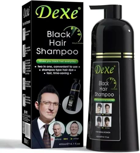 400ml Champú Colorante Temporal para Cabello Negro con Ingredientes Naturales - Color Instantáneo hasta 30 Días, Fácil de Usar, Champu Canas Mujer para Hombres y Mujeres