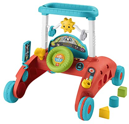Fisher-Price 2-Seiten Auto-Lauflernwagen, mitwachsendes interaktives Spiel-Center mit über 50 Liedern, Babyspielzeug für Kinder ab 6 Monaten, Version: Französisch, HJP43