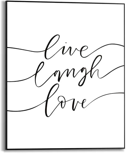 REINDERS Gerahmtes Bild, Live laugh love, Wohnzimmer, Bilder, Wanddeko, Room Decor, MDF, Schwarz-Weiß, 50 x 40