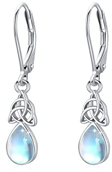 Mondstein Tropfen Ohrringe 925 Sterling Silber Keltischer Knoten Schmuck Geschenke für Mutter Mama Muttertagsgeschenk Frauen Mädchen