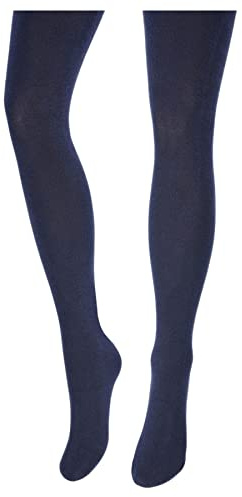 OVISSA Medias gruesas italianas para mujer de lana acrílica de 180 denier suaves opacas para mujer, medias elásticas sólidas con cintura reforzada de punta fuerte, medias tallas S-XL, azul marino, S