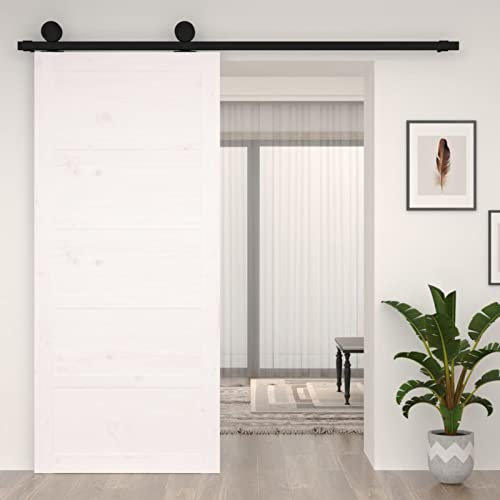 CIADAZ Scheunentür, Schiebetür, Innentüren, Schlafzimmer Komplett, Zimmertüren, Raumspartüren, Holztür, Barn Door, Weiß 90x1,8x204,5 cm Massivholz Kiefer