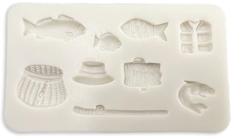 Generic Fishing Themed Silicone Mould Fish Rod Pike Suitable for Making Cake Fondant Jewellery Candy Soap Wax Jelly Chocolate and More, 1808 ZIP