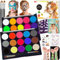 Ucokee Kinderschminke Set, 30 Farben Kinderschminken Set mit 22 Leuchtende Tattoo Sticker, 4 Pinsel, 40 Schablonen und Broschüre - Schminke Kinder 3 Jahre für Halloween, Karneval, Geburtstag