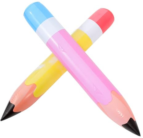 UPKOCH 2pcs 70CM Giant Inflatable Pencils, Big Blow Up Crayon Balloons, Large Inflatable Crayons Prop for Kids Party Favors, Back to School, Classroom, Birthday, Graduation Decorations (Yellow + Pink)