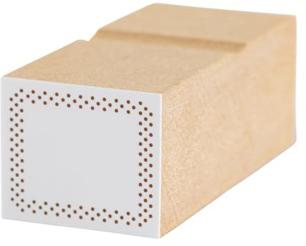 Hobonichi Frame Stamp (Dots) - Rectangular Rubber Stamp for Hobonichi Techo Planner - Beige, White