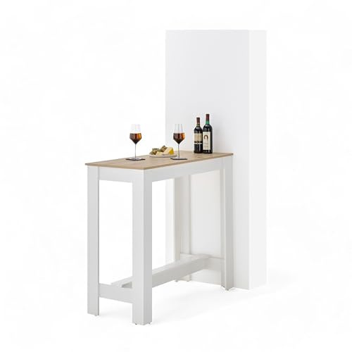 Stella Trading Modesto Bar Sonoma, Moderna Mesa Alta para Cocina y Comedor, Madera de ingeniería, Artisan Roble Blanco, 115 x 103 x 50 cm