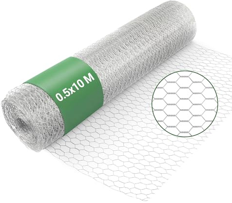 Wiltec Sexkantigt hönsnät 10 x 0,5 m trådnät med 25 mm maskstorlek stängsel för att skydda träd i din trädgård höns smådjur