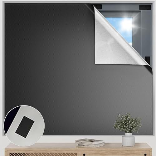 DAILIENFUS Fenster Verdunkelung mit Mikro Saugnapf - 100x145cm Verdunklungsstoff Blackout Rollo ohne Bohren, Tragbarer Sonnenschutz für Reise, Schlafzimmer - Leicht Montage, Wiederverwendbar