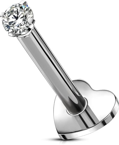 OUFER Body Piercing Corporale in Titanio Stud per Labbra Barre Labret 16G Misure 5/6/8/10/12mm Senza Filo Stud per Helix e Tragus Gioielli da Piercing Push-in Orecchini per Conchiglia e Cartilagine