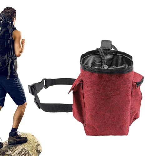 Chalkbag, Kordelzug Magnesiabeutel Klettern Bouldern Chalk Bag Einstellbar Gurt & Reißverschlusstasche & Karabinerclip, Boulder & Kletterzubehör – Chalkbag, Chalkball Und Boulderbürste Als Se