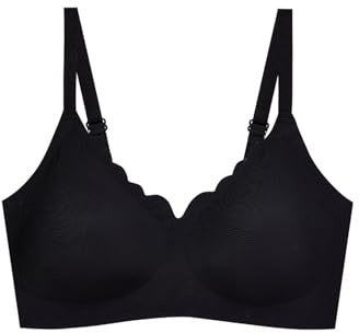 GWAWG Soutien Gorge Push Up pour Femme Armature Femme Brassière Sexy Col en V Brassiere Classiques Bralette (FR/ES, Alpha/Lettres, Grand, Taille Normale, Taille Normale, Black)