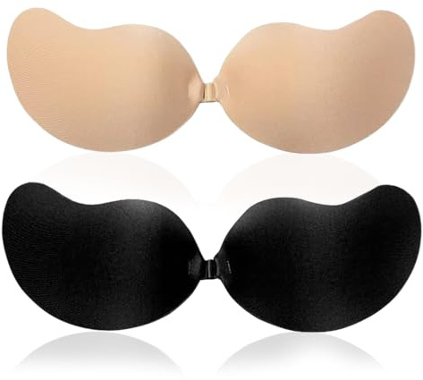 KEWUF 2 paires Soutien Gorge Dos Nu, Invisible Soutien Gorge Adhesif Push Up, Soutien Gorge sans Bretelle Réutilisable, Soutien Gorge Adhesif, Soutien Gorge Invisible, Soutien Gorge Adhesif(C CUP)