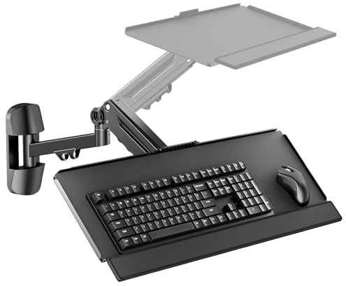 Putilsen Mount Supporto da parete per tastiera, mouse e supporto per monitor, piattaforma di digitazione regolabile in altezza, supporta fino a 12 kg, nero