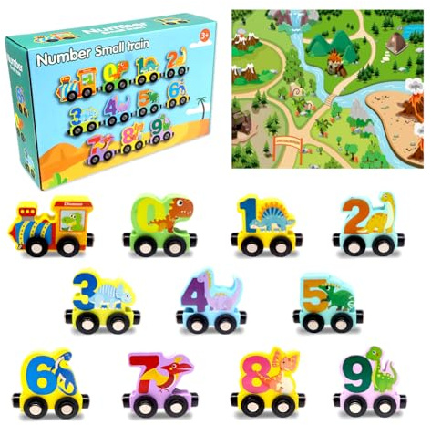 Giocattolo in legno, treno ferrovia in legno, gioco di treno in legno con carta, giocattolo magnetico in legno, Montessori, giocattolo per bambini per 2 ~ 5 anni, ragazzi e ragazze