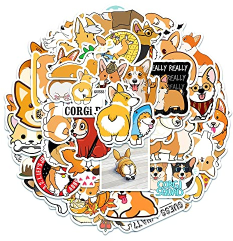 TMZELOA 50 stycken klistermärken för små djur, Corgi klistermärken klistermärken, Corgi olika söta aktioner tema klistermärken, gör-det-själv dekorationsklistermärken för bärbar dator, cykel