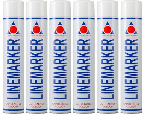 Aerosol Solutions Line Marker White 26 Oz [Pack of 6] Athletic Field Marking Paint, All Purpose Striping Paint | Perfect for Sports Fields, Pavement, Grass & Construction