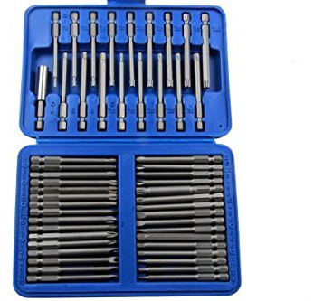 US PRO 50pc Hex Dr.S2 Extra langes Sicherheits-Bit-Set Torx, Allen, Hex, Spline, BER1374