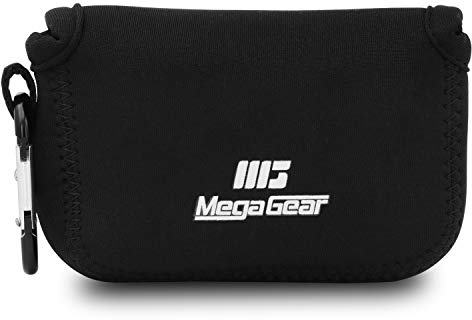 MegaGear MG1423 Panasonic Lumix DC-ZS200, TZ200, Leica C-Lux Ultraleichte Kameratasche aus Neopren,,mit Karabiner Haken Haken - Schwarz
