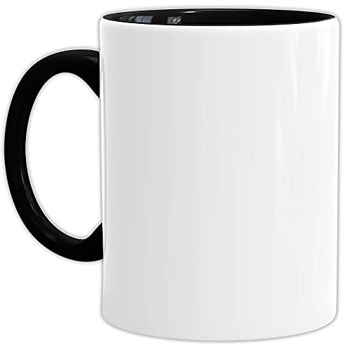 Tassendruck Bastel-Tassen ohne Druck zum Bemalen aus Hochwertiger Keramik Einzeln oder im Set/Mug/Cup/Becher/Pott - Innen & Henkel Schwarz 6er Set