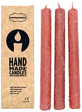 Aromasenses | Candele Fatte a Mano | Confezione da 3 | Candele Profumate da 2 cm x 20 cm | Atossiche e Fatte a Mano | Lunga Durata per il Relax | Originali | Candele allo Zucchero e alla cannella