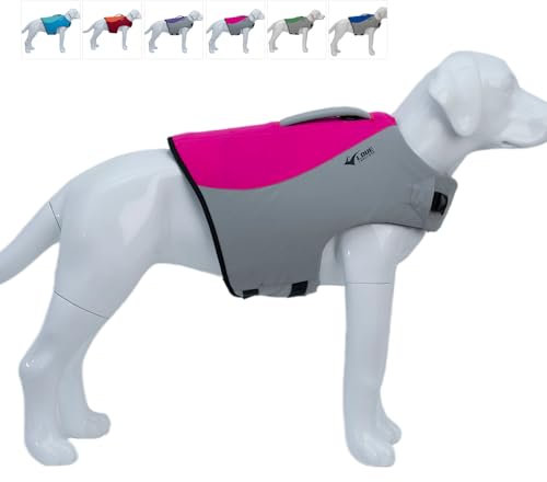 Dog Life Jacket, Sport Style Dog Float Coat with Excellent Buoyancy, Stylish Dog Swimming Safety Vest with Rescue Handle for Small Medium Large Dogs Rosered XXL