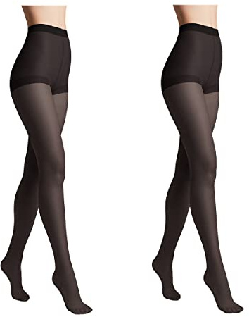 Conte elegant SOLO 20 DEN Lot de 2 Collants Semi-Mat pour Femmes Résistants - Collants Fins et Lisses avec Culotte Marquée - Noir taille 3