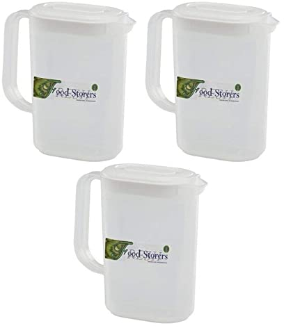 Pride Home & Garden Durable Plastic Fridge Door Pitcher with Lid | BPA Free Pitcher Set | Dishwasher Safe Measuring | Airtight 1.5 Litres (Pack of 3) (PHG-PFDJL_1.5L)