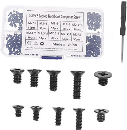 Mobestech Juego De Tornillos De Computadora M2-m3 Avellanados De Acero Al Carbono, Kit De 500 Piezas Destornillador Cruzado, Para Montaje y Reparación Profesional, Color Negro Compacto