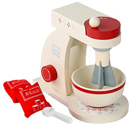 Sobebear kids Wooden Mixer Machine Playset, Safe Pretend Play Kitchen Appliances Toy Set Food Set Washable, Realistic & Colorful Mini Wooden Mixer Accessories For Boys & Girls 3 + Years