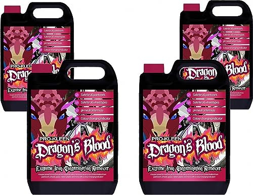 Pro-Kleen Dragon's Blood Extreme Iron Contamination Fallout Remover - Safe for Use on all Wheel Types -Super Concentrated, pH Neutral, Alloy Wheel Rim Cleaner (4 x 5 Litres)