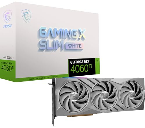 MSI GeForce RTX 4060 Ti Gaming X Slim White 16G Grafikkarte - NVIDIA RTX 4060 Ti, 16GB GDDR6 Speicher, 18Gbps, PCIe 4.0, Twin Frozr 9, RGB, DLSS3